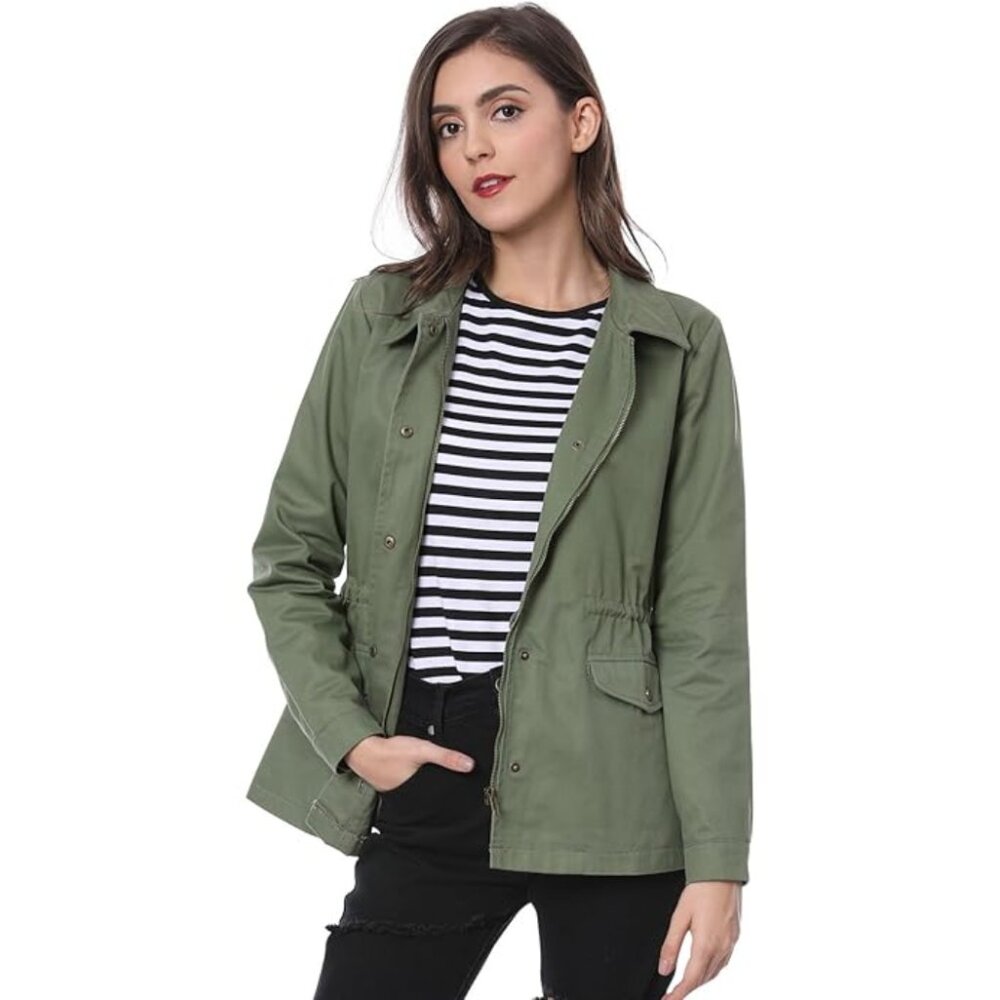 Love Tree Dark Green Utility Jacket Womens Size M Hooded Outdoor Gorpcore